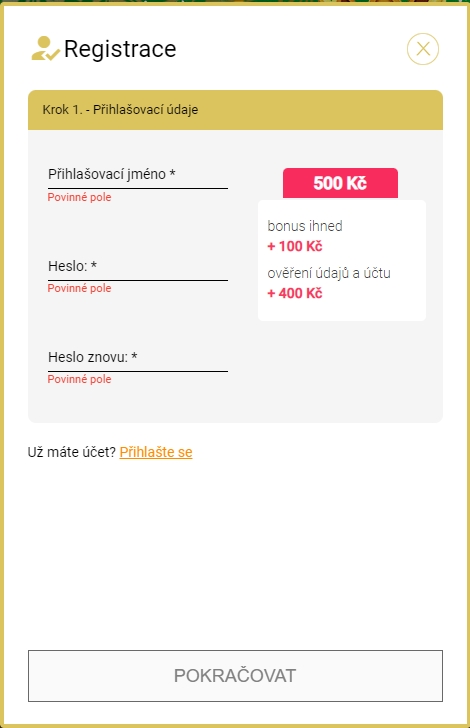  casino Kartáč registrace