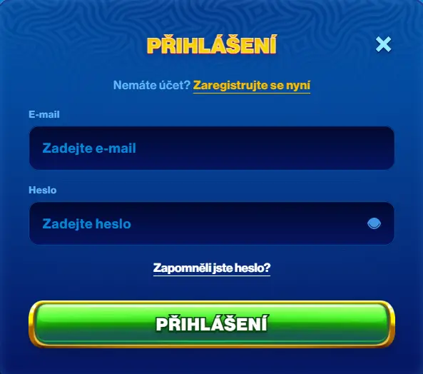 SpinofGlory Casino přihlašovací formulář