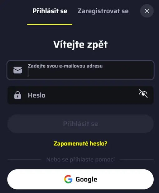 BDMBET Casino přihlašovací formulář
