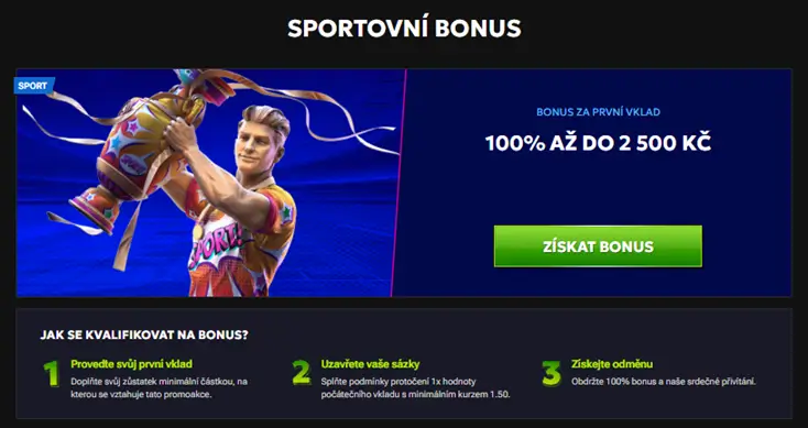 RTbet sportovní sázky bonus