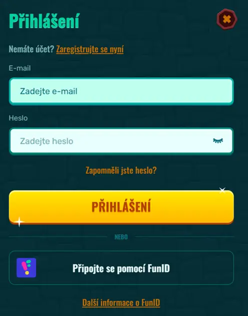 Spinanga Casino přihlašovací formulář