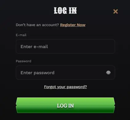 Wildsino Casino přihlašovací formulář