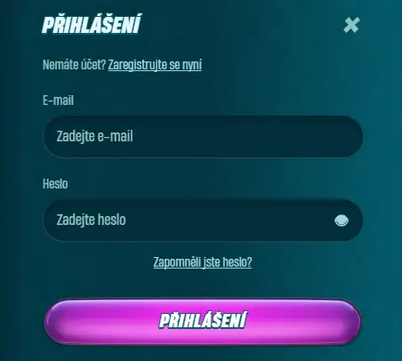 Caspero Casino o přihlašovací formulář