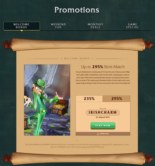 Irish Luck Casino Bonusy