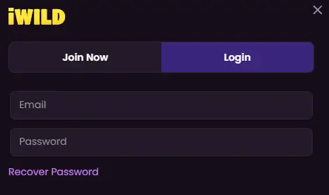 iWild Casino o přihlašovací formulář
