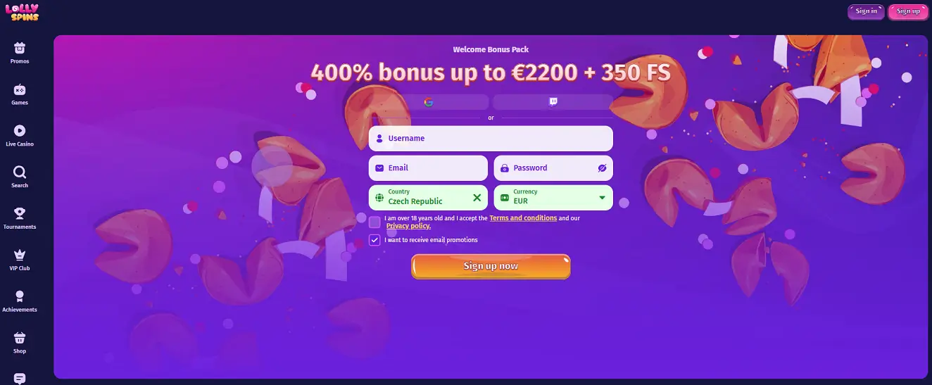 Lolly Spins Casino Strona glowna online