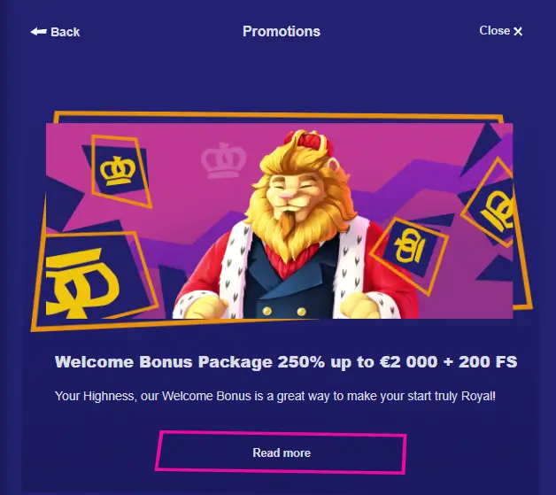 Royspins Casino Bonusy