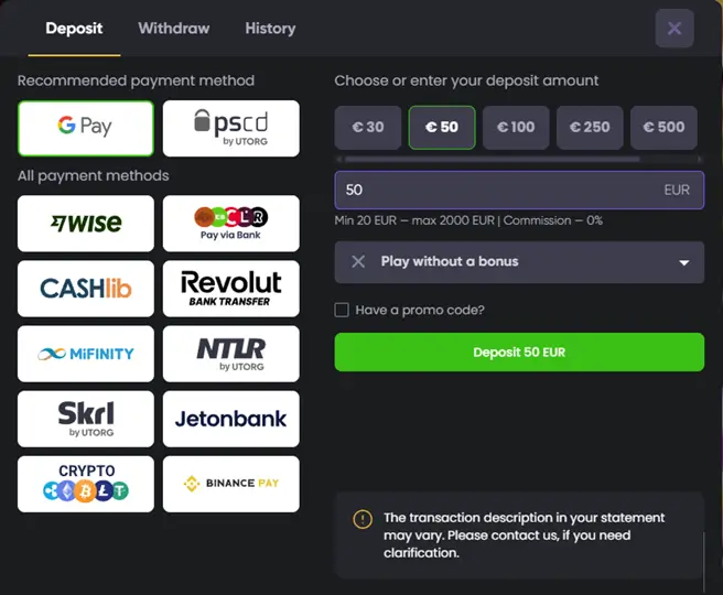 Google Pay Casino Vklad