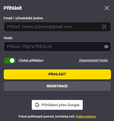 ifortuna Casino o přihlašovací formulář
