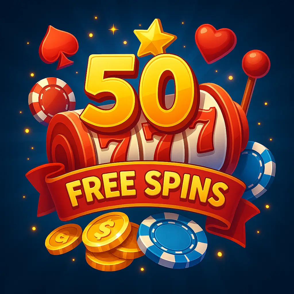 Bonus 50 zatočení zdarma pro české hráče, ilustrace výherního automatu s žetony